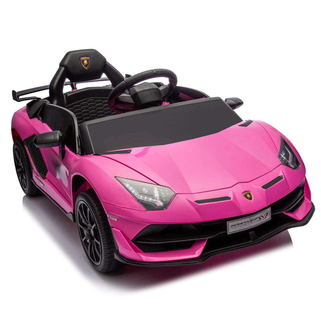 12V Kids Ride On Car W Parents Remote Control,Licensed Lamborghini Aventador Xago,Hydraulic Pressure Door,Slow Start,Early Education,Bluetooth,Adjustable Volume,Mp3,Usb,Led Lights For Kids Aged 2 4. Pink 50 99 Lbs Polypropylene