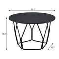 Espresso And Black Coffee Table With Drum Shape Espresso Primary Living Space Round Wood Metal Sled