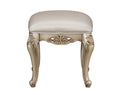 Ivory And Golden Ivory Vanity Stool With Cabriole Legs Ivory Gold Bedroom Rectangular Beige Wood Fabric