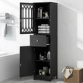 Tall Bathroom Cabinet, Freestanding Storage Cabinet With Drawer And Doors, Mdf Board, Acrylic Door, Adjustable Shelf, Black Black Mdf