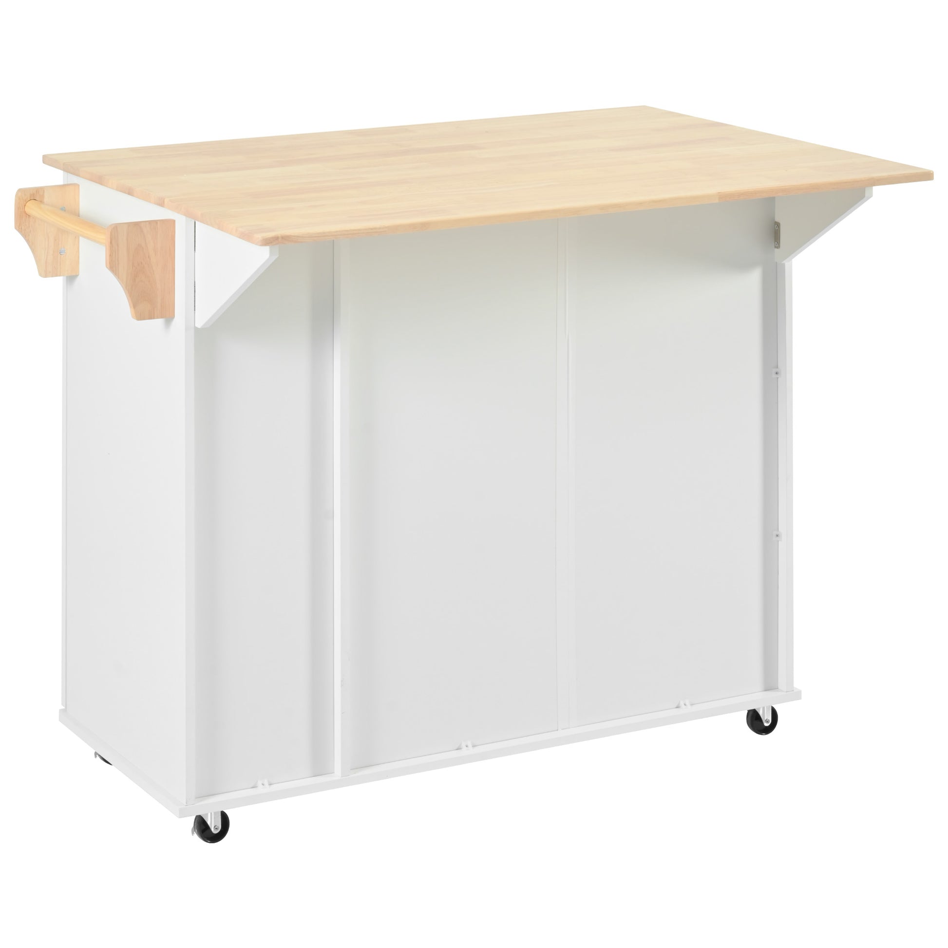 K&K Kitchen Island With Drop Leaf, Kitchen Storage Cart With 3 Tier Pull Out Cabinet Organizer, Internal Storage Rack, Rolling Kitchen Cart On Wheels With Towel Rack, 2 Drawers, For Kitchen, White White Brown Kitchen Classic,Farmhouse,Luxury,Modern