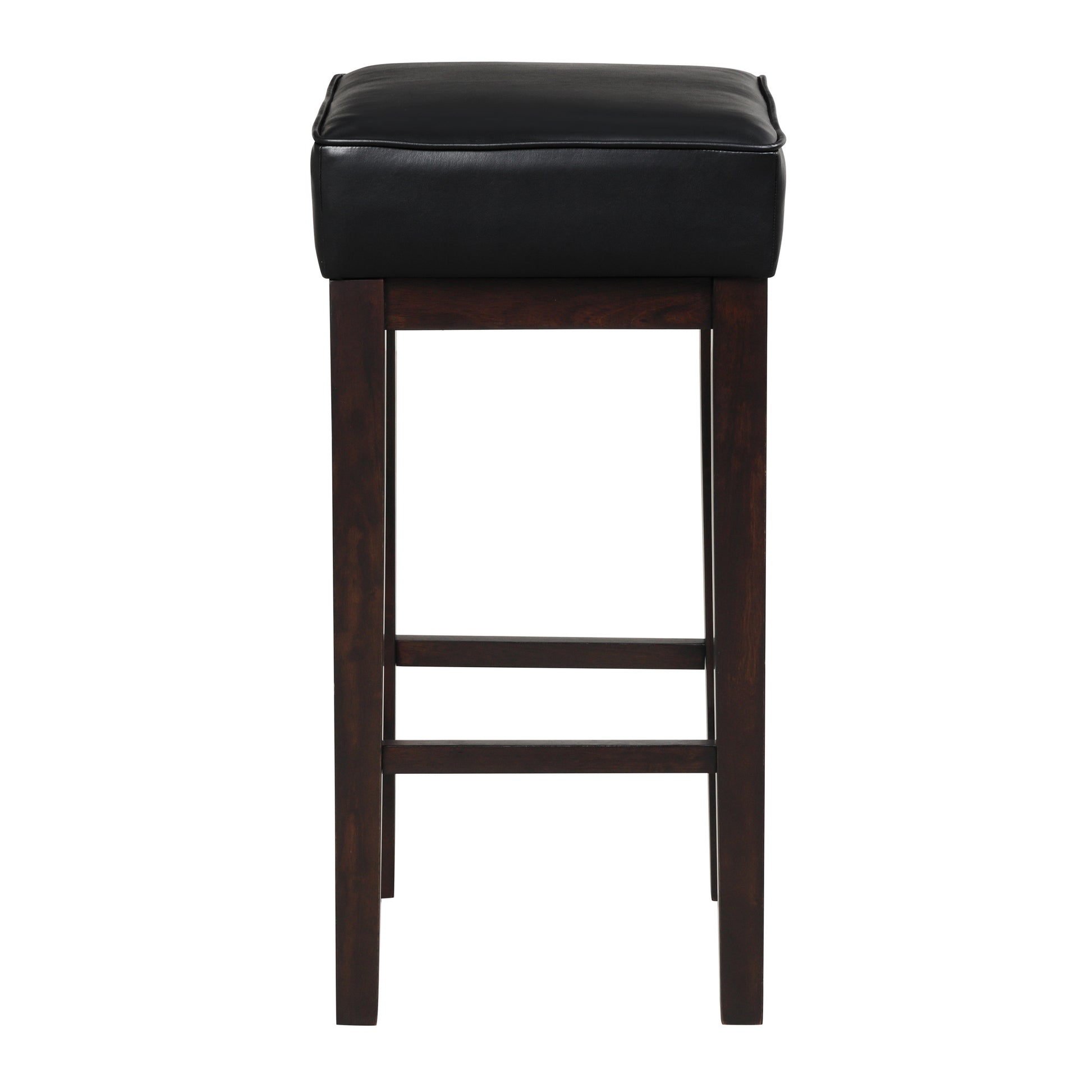 Transitional Black Faux Leather Seat 29 Inch Pub Height Stools Set Of 2, Espresso Finish Solid Wood Frame Black,Espresso Espresso Dining Room Transitional Solid Wood