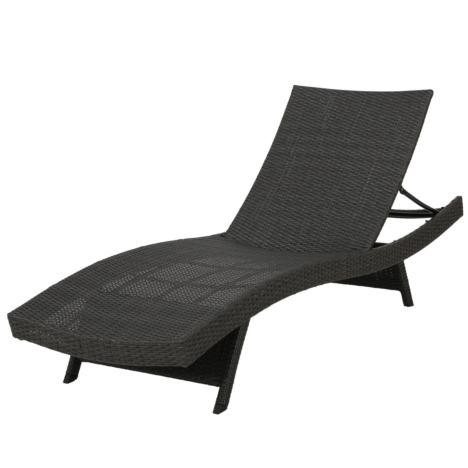 Salem Pe Wicker Chaise Lounge, Set Of 2 Grey Pe Rattan Iron