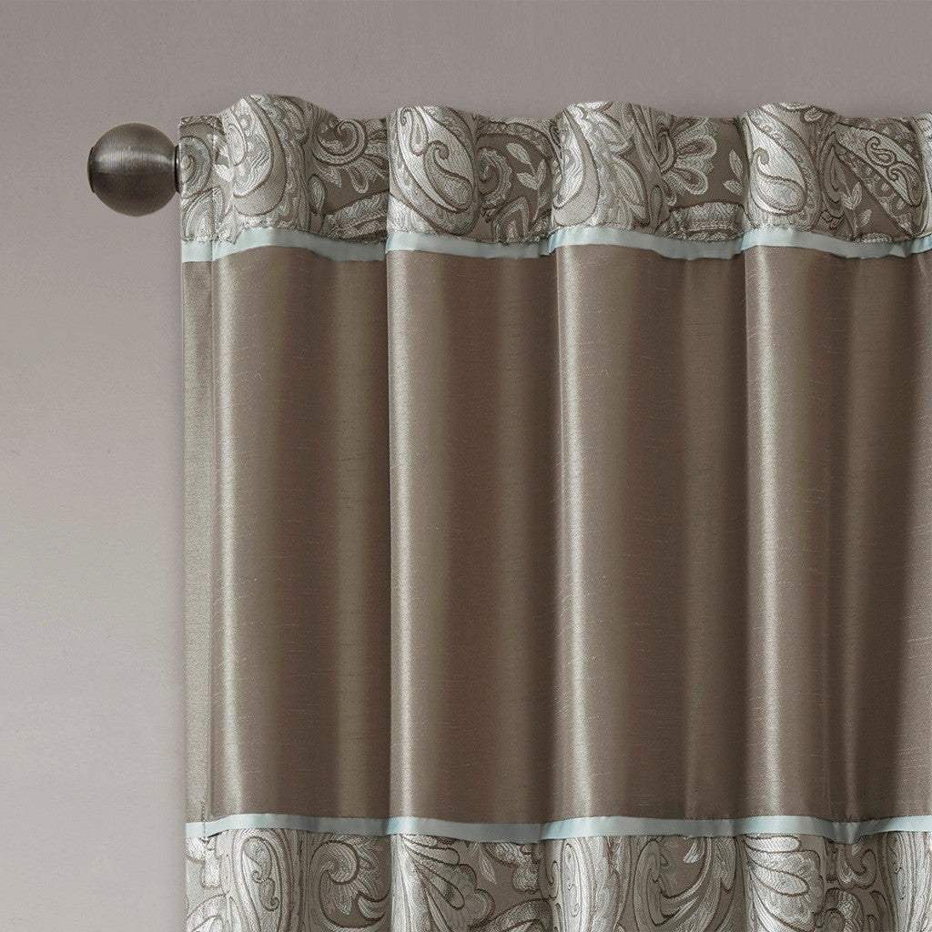 Jacquard Curtain Panel Pair 2 Pcs Window Panels Blue Brown Polyester