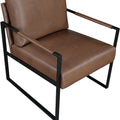 Modern Accent Chair Cushioned Seat Brown Faux Leather Upholstery Black Metal Frame 1Pc Style Comfort Durability Elegance Look Brown Primary Living Space Industrial,Mid Century Modern,Modern Metal
