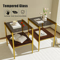 Set Of 2 Rectangle End Table, Tempered Glass Tabletop With Mdf Layer, Modern Table For Living Roomgray Glass Gray Tempered Glass