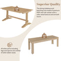 3 Piece Retro Dining Set, Rectangular Trestle Table And 2 Wooden Benches For 4 People For Dining Room And Kitchen Natural Wood Natural Wood Solid Wood Mdf