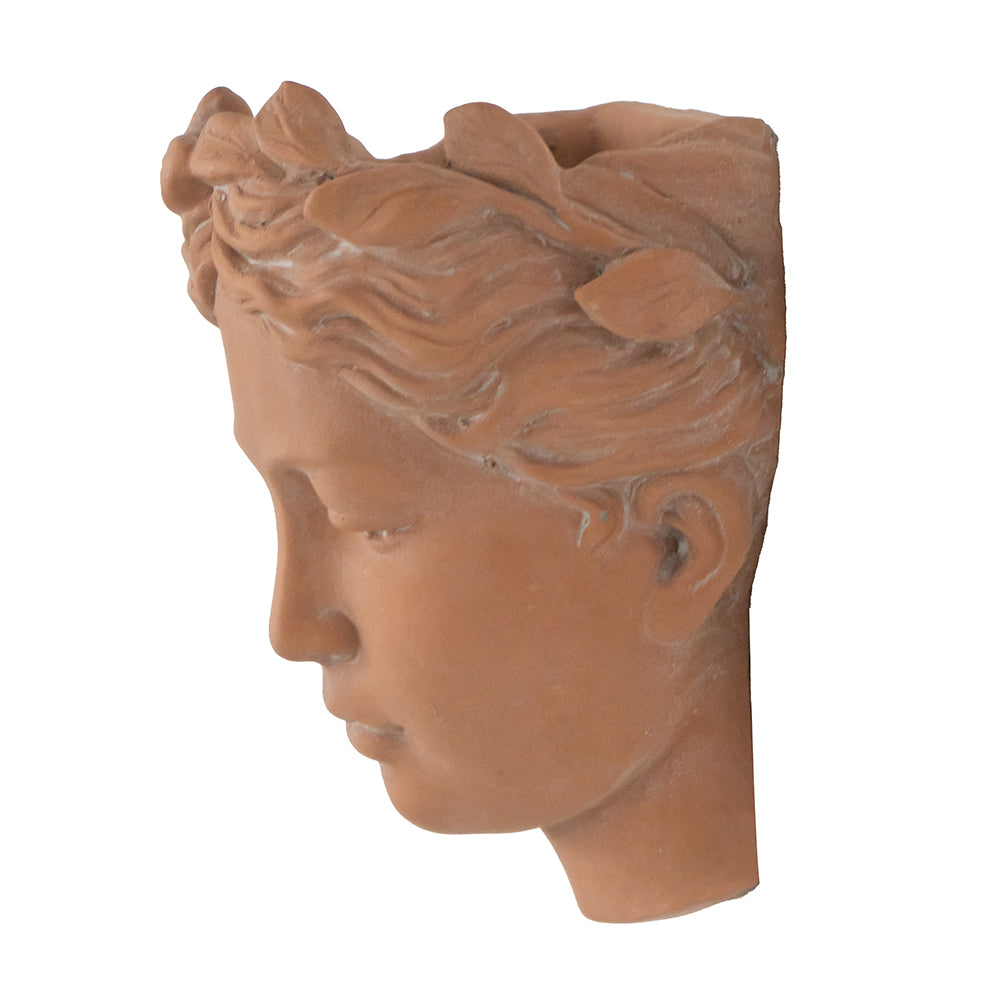 7X5.5X9" Visage Head Bust Planter, Brown Home Wall Planter Brown Garden & Outdoor Cement