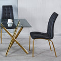 Modern Lattice Designdining Chair With Gold Metal Legs Set Of 4 Gold Black Metal