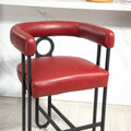 Coolmore Bar Stools Set Of 2, Modern Bar Stool With Back, Black Metal Frames, Upholstered Bar Stools For Kitchen Island, Pub, Club Wine Red Pu Wine Red Dining Room Foam Pu Leather