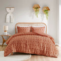 Clip Jacquard Comforter Set Queen Rust Polyester