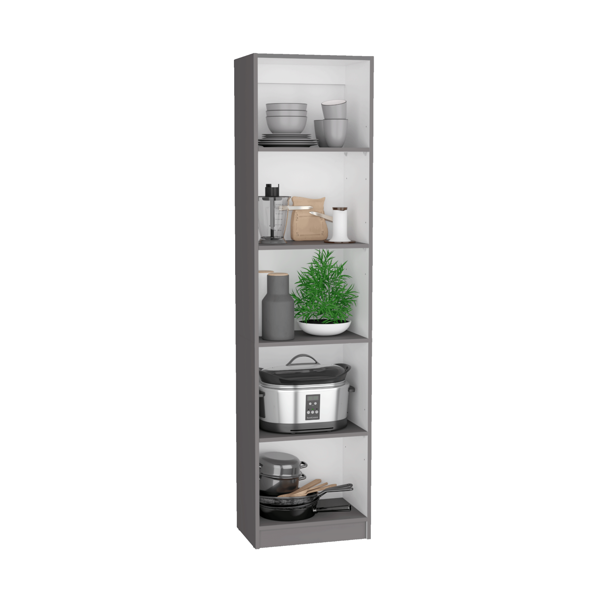 Poole 3 Piece Home Bookcase Set, 67" Wide With 12 Shelves And 2 Door Cabinetliving Room Set Matt Gray White Freestanding 5 Or More Shelves Gray White Matte,Multicolor Office Open Storage Space Modern Particle Board