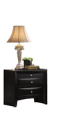 Black 2 Drawer Nightstand With Tray Black 3 Drawers Bedroom Rectangle Contemporary Felt Lined Drawers Black Solid Wood Mdf