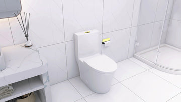 Elongated One Piece Toilet White White Bathroom Modern Porcelain