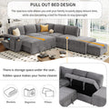 L Shaped Padded Modular Sofa With Storage Space, Usb Ports, And Cup Holders On The Armrests, Suitable For Living Rooms, Offices, And Apartments. Gray Wood Polyester 5 Seat