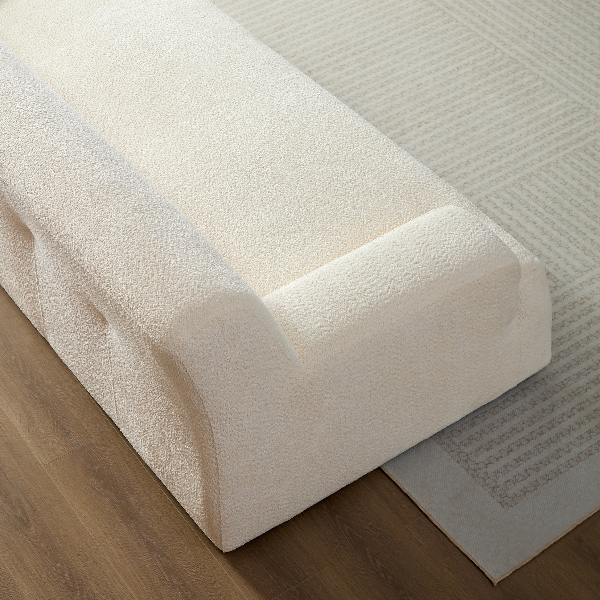 Wks9 White Sofadurable Fabric, Solid Wood Frame, High Density Sponge Filler White Fabric 3 Seat