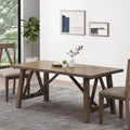 Dining Table Antique Brown Solid Wood Mdf