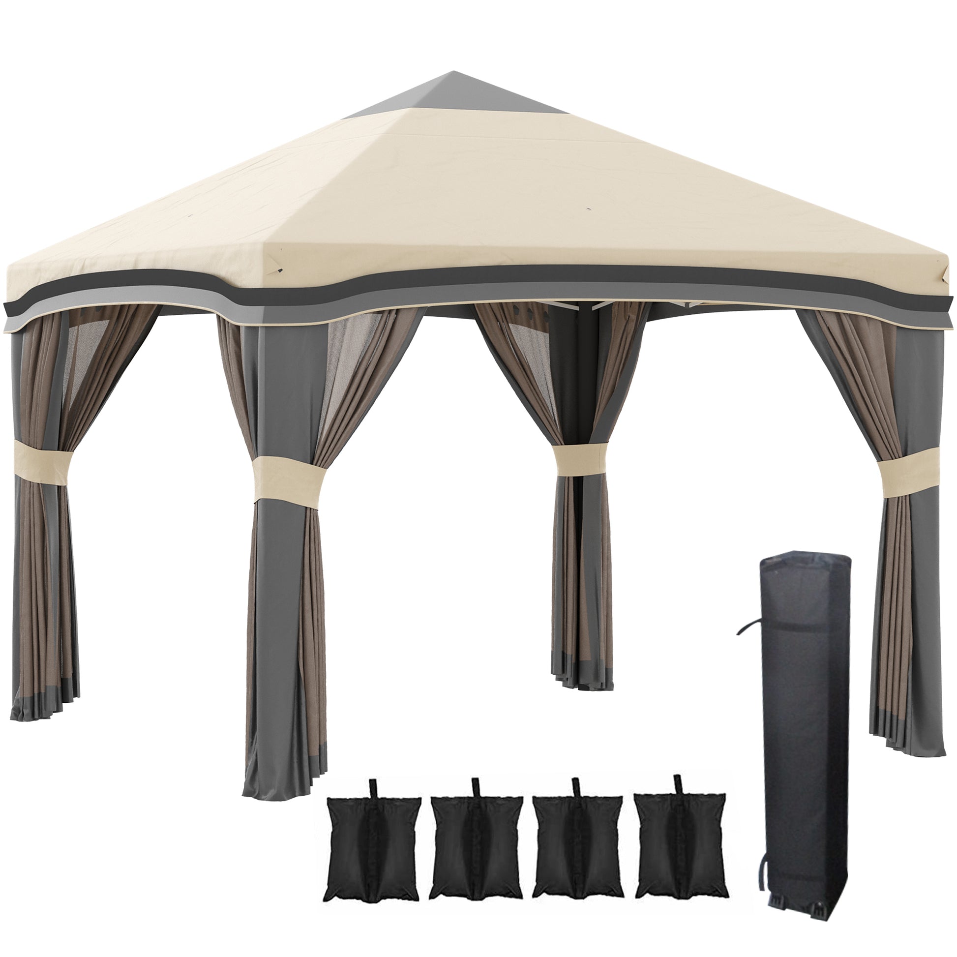 outdoor patio tents Outsunny 10' X 10' Pop Up Canopy Tent With Netting, Instant Tents For