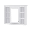 35'' X 27.5'' Medicine Cabinet, Wall Mounted Bathroom Storage Cabinet, Modern Bathroom Wall Cabinet With Mirror, Mirror Cabinet With 6 Open Shelves Not Include Bathroom Vanity White 1 5 Mirror