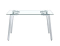 Glass Dining Table Transparent, 130*80* 8Mm Chormed Legsilver Color Silver Clear Seats 4 Glass