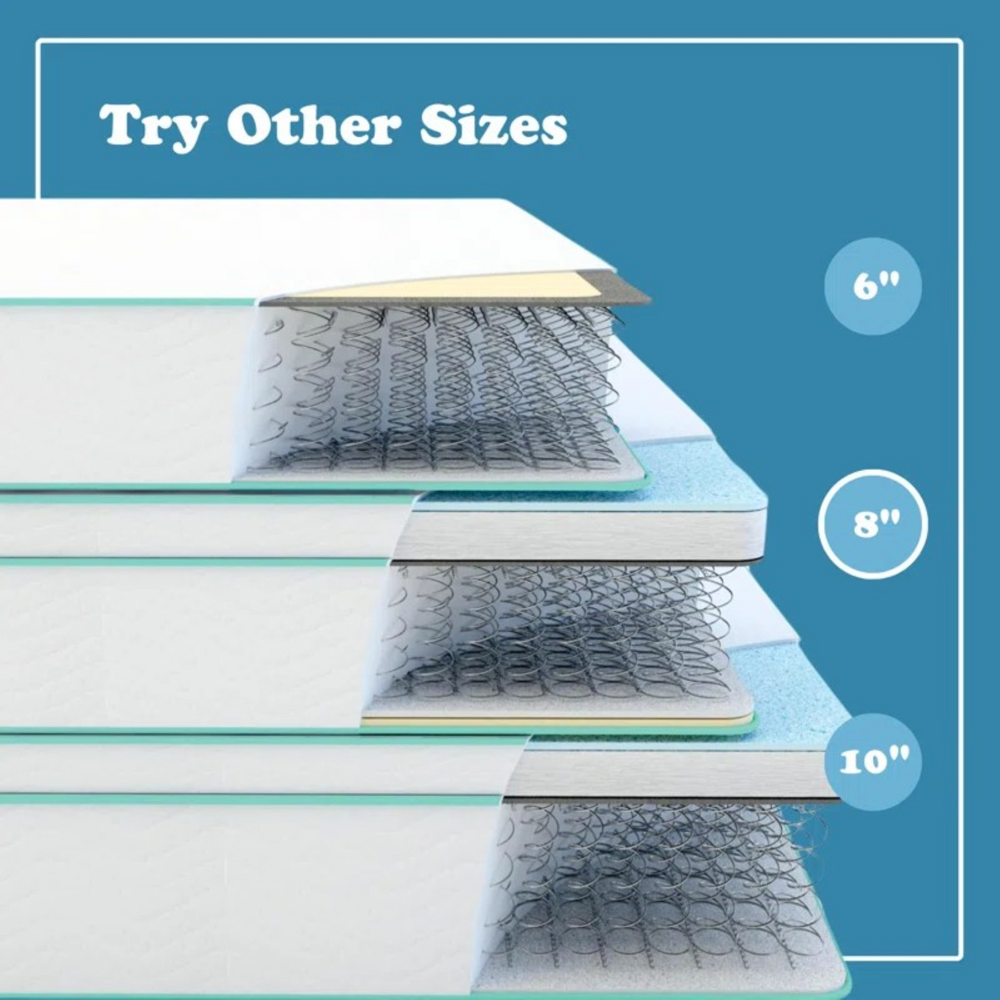 Twin Size 6" Medium Innerspring Hybrid Mattress White Green Foam Spring Twin