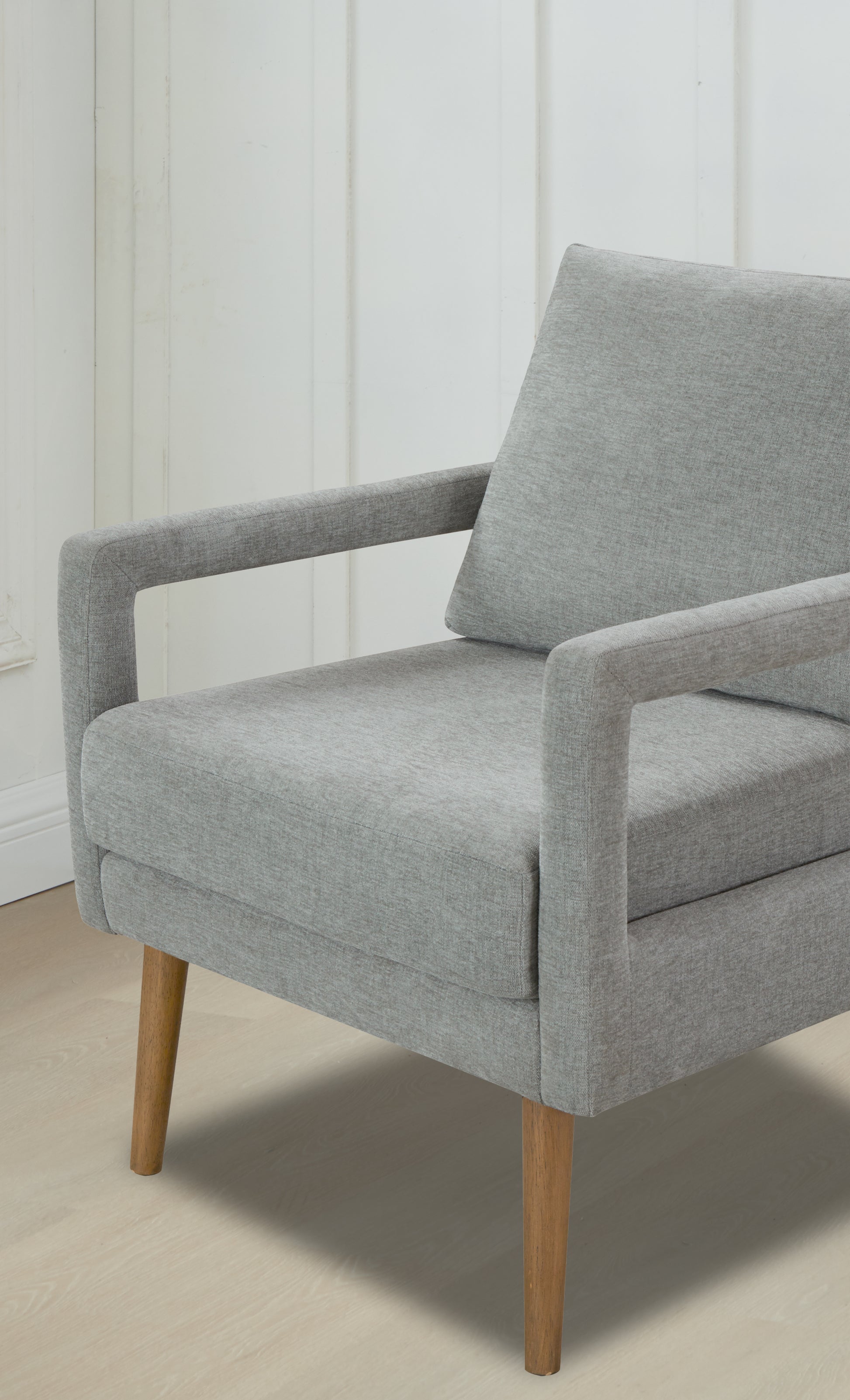 Mid Century Armchair2Pcs, Accent Chair With Wood Legs & Soft Cushion For Living Room, Bedroom, Home Office, Study, Grey Gray Foam Wood Fabric