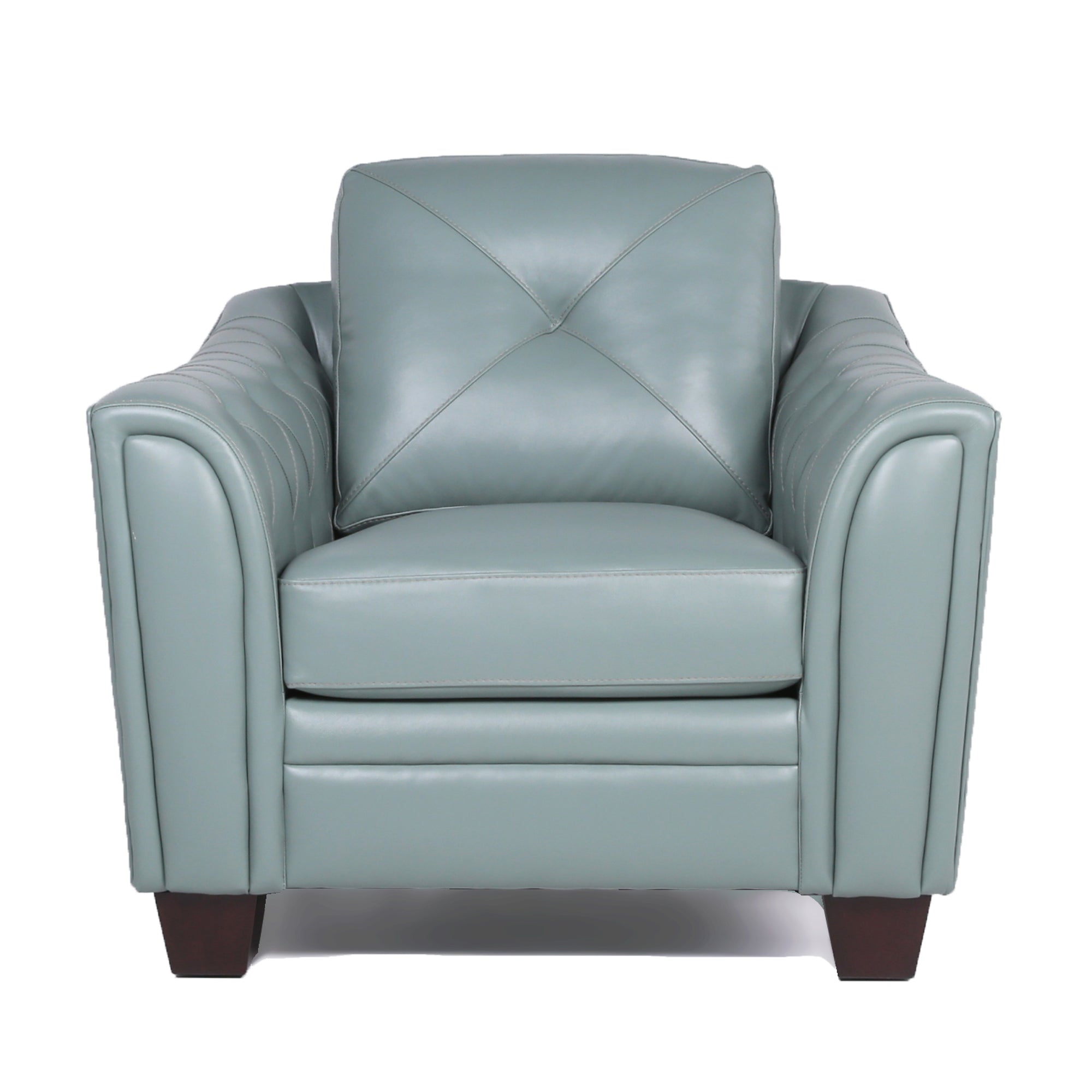 Modern Tufted Leather Chair Seafoam Leather