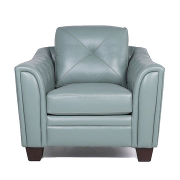 Modern Tufted Leather Chair Seafoam Leather