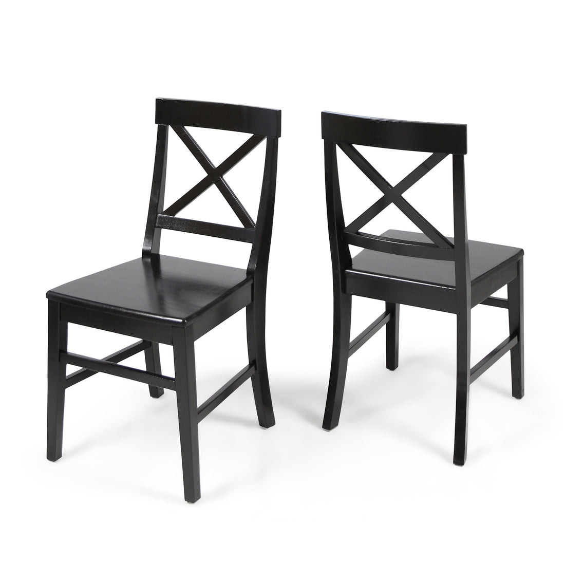 Roshan Farmhouse Acacia Wood Dining Chairs, Black Set Of 2 Black Acacia Wood