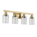 Golden 4 Light Vanity Light With Clear Glass Shades, Modern Iron Metal Bathroom Wall Fixture For Mirror, Ideal For Bathroom And Dressing Table No Bulbs Golden Glass,Iron