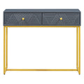 Modern Sleek Console Table Two Drawers With Stripe Design For Living Room And Entryway Grey Grey Mdf