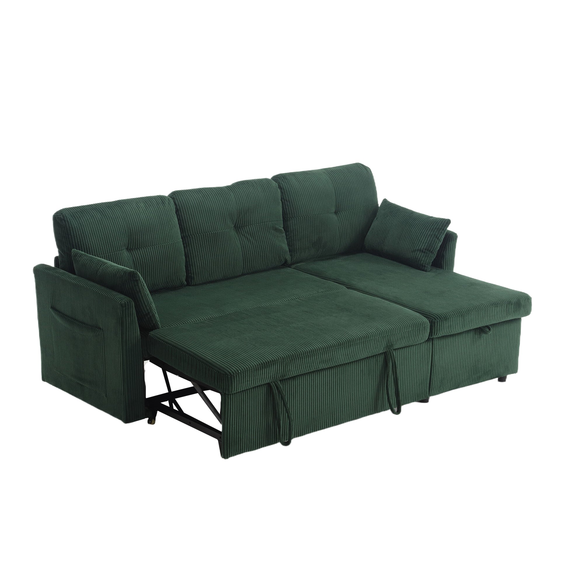 United We Win Furniture, Modular L Shaped Sofa, Modular Long Sofa With Reversible Chaise Lounge, Sofa Bed, Sleeper Sofa, Modular Sofa Combination With Storage Seats. Emerald Velvet 4 Seat
