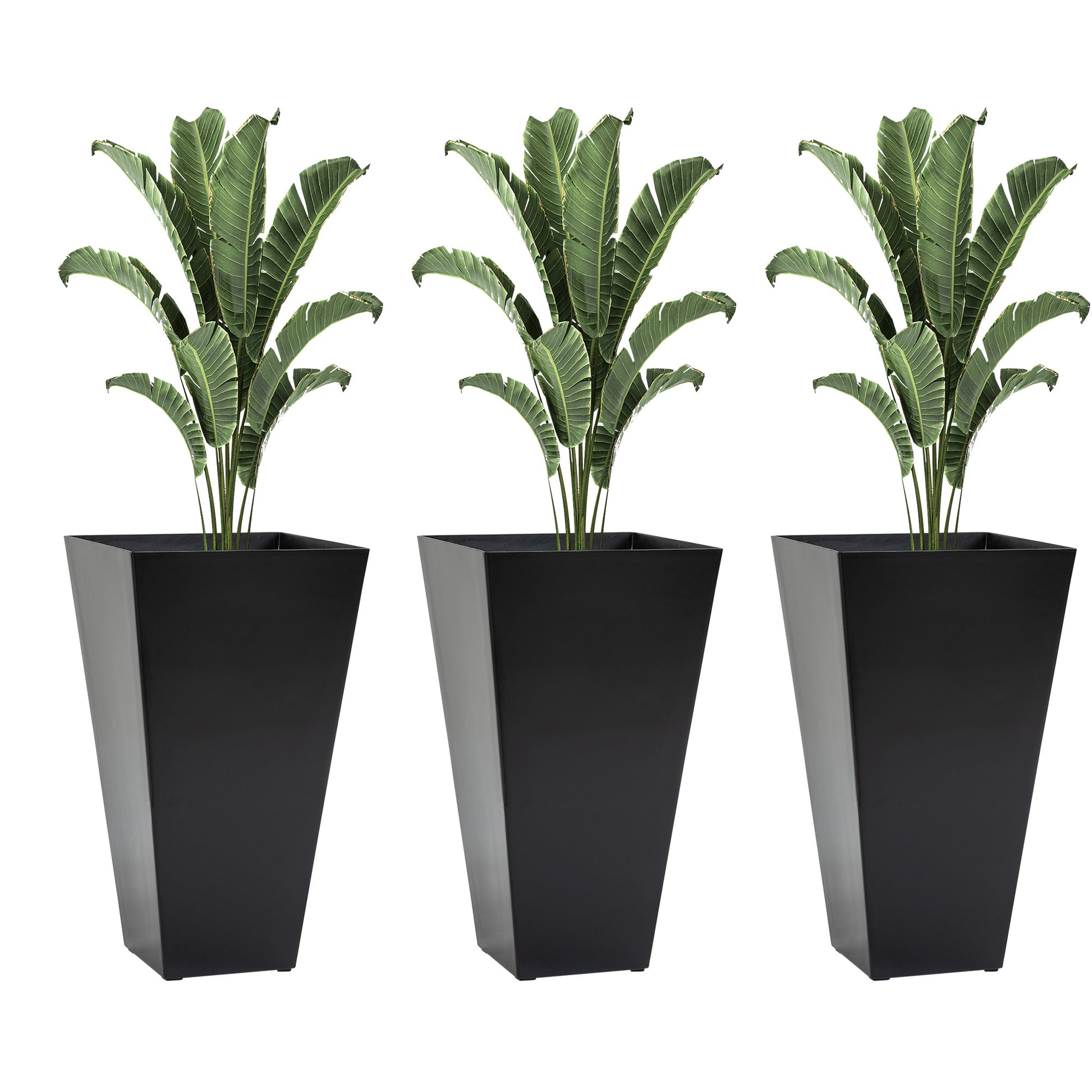 plant pots for outdoors Outsunny Set Of 3 Tall Planters With Drainage Hole, 28" Outdoor Flower
