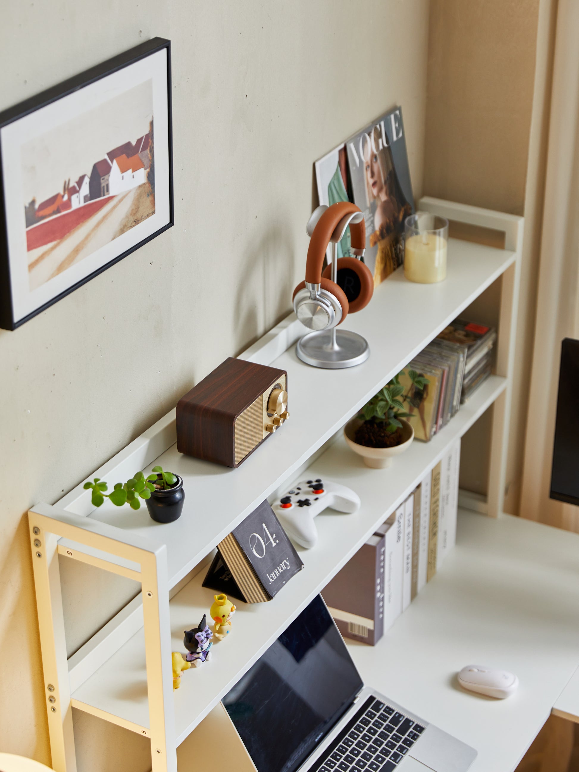 94.5 Inch Home Office Desk L Shape Gaming Desk With Storage Shelves And Stool White Mdf Metal