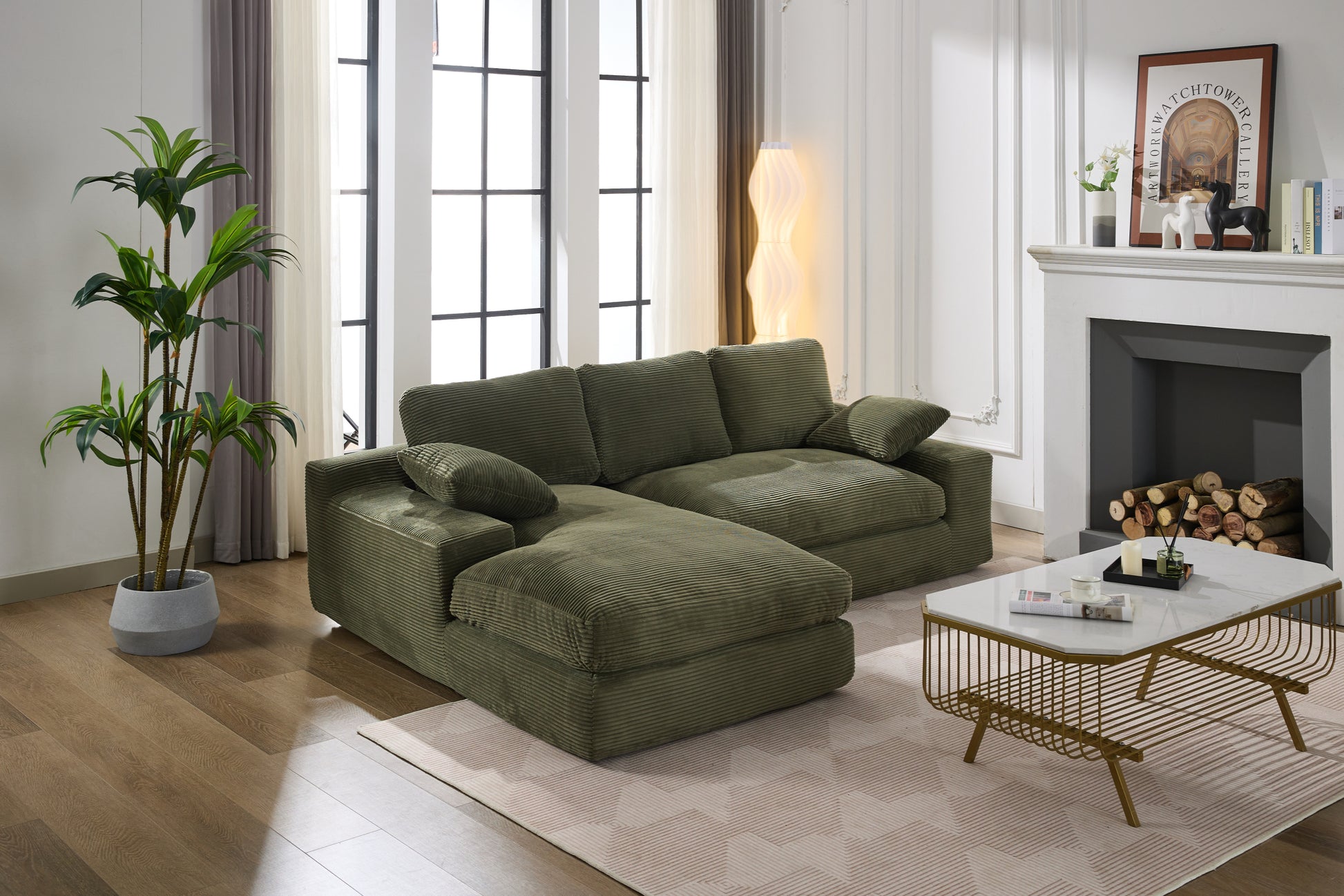 99*69" Modular Sectional Living Room Sofa Set, Modern Minimalist Style Couch, Upholstered Sleeper Sofa For Living Room, Bedroom, 2 Pc Free Combination, Installation Free Sofa, L Shape, Army Green Army Green Primary Living Space Soft Minimalist,Modern