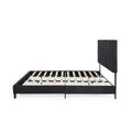 King Size Upholstered Platform Bed Frame With Contemporary Tufted Waffle Stitching, Easy Assembly, Black King Black Fabric