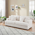 79.3Nch Corduroy Sofa With 4 Matching Toss Pillows Sleek Design Spacious And Comfortable 3 Seater Couch For Modern Living Room,White White Corduroy 3 Seat