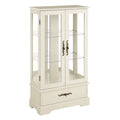 Glass Cabinet Lighted Glass Cabinet Curio Display Cabinet With Adjustable Glass Shelves 2 Doors And 1 Drawer Cabinet Bulb Included White White Mdf Glass