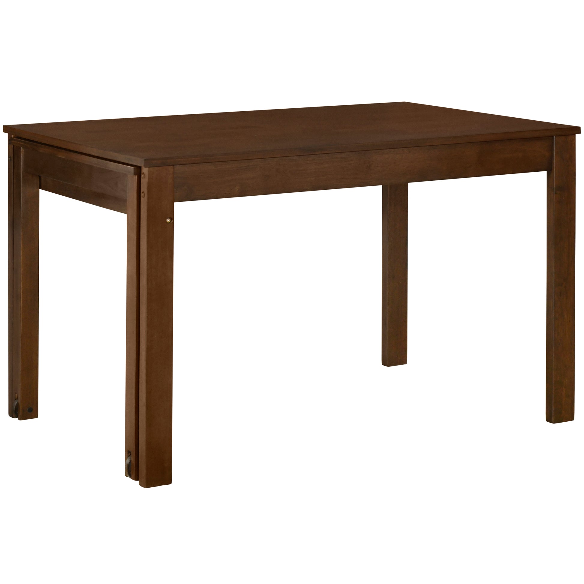 Farmhouse 65" 5 Piece Extendable Dining Table Set With Wheels Kitchen Table Set With 17.7" Pull Out Side Table And Dining Chairs For Small Places, Brown Wood Wood Brown Solid Back Wood Dining Room Solid Wood Rubberwood Rectangular Rectangular Dining