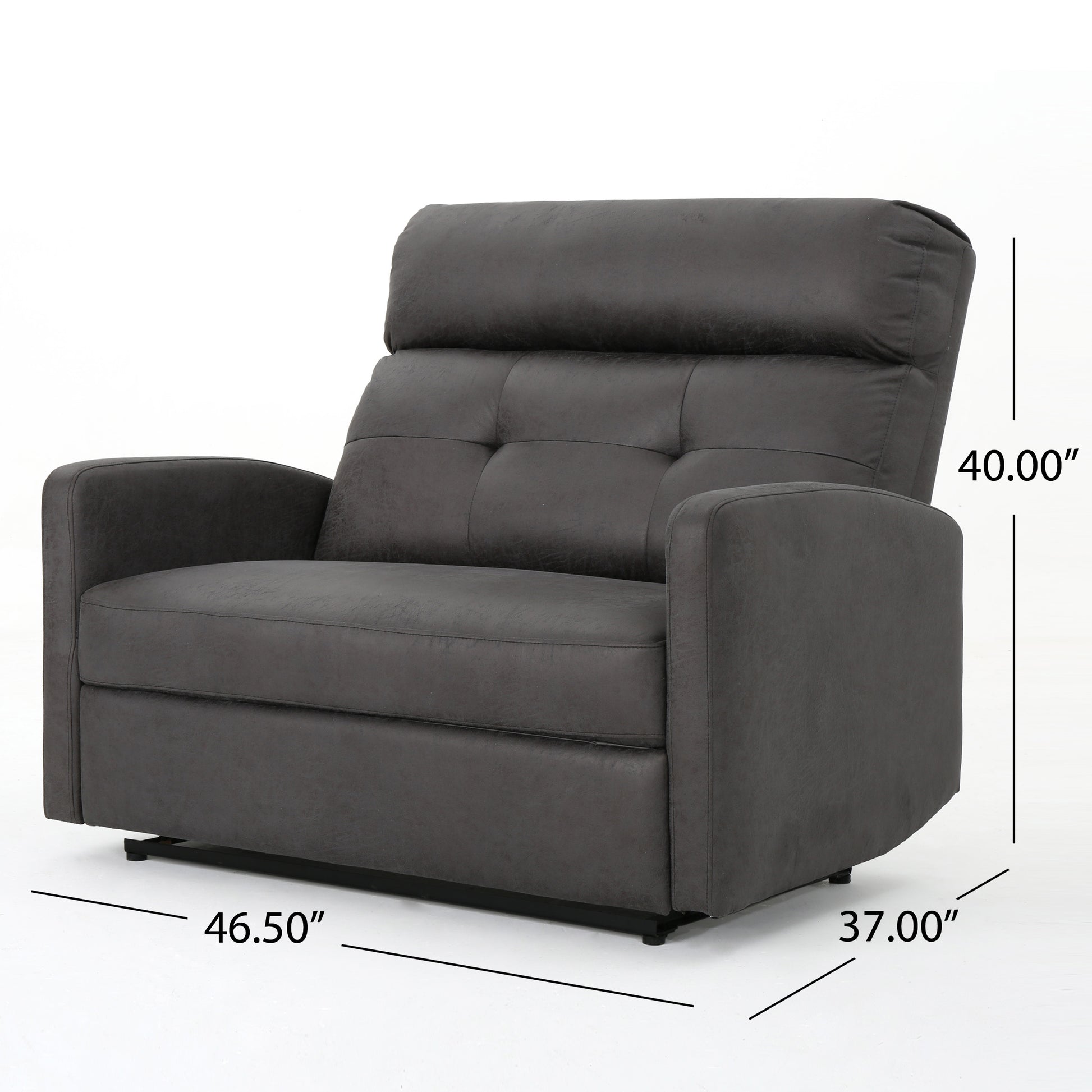 Recliner Chair Double Seats Slate Microfiber