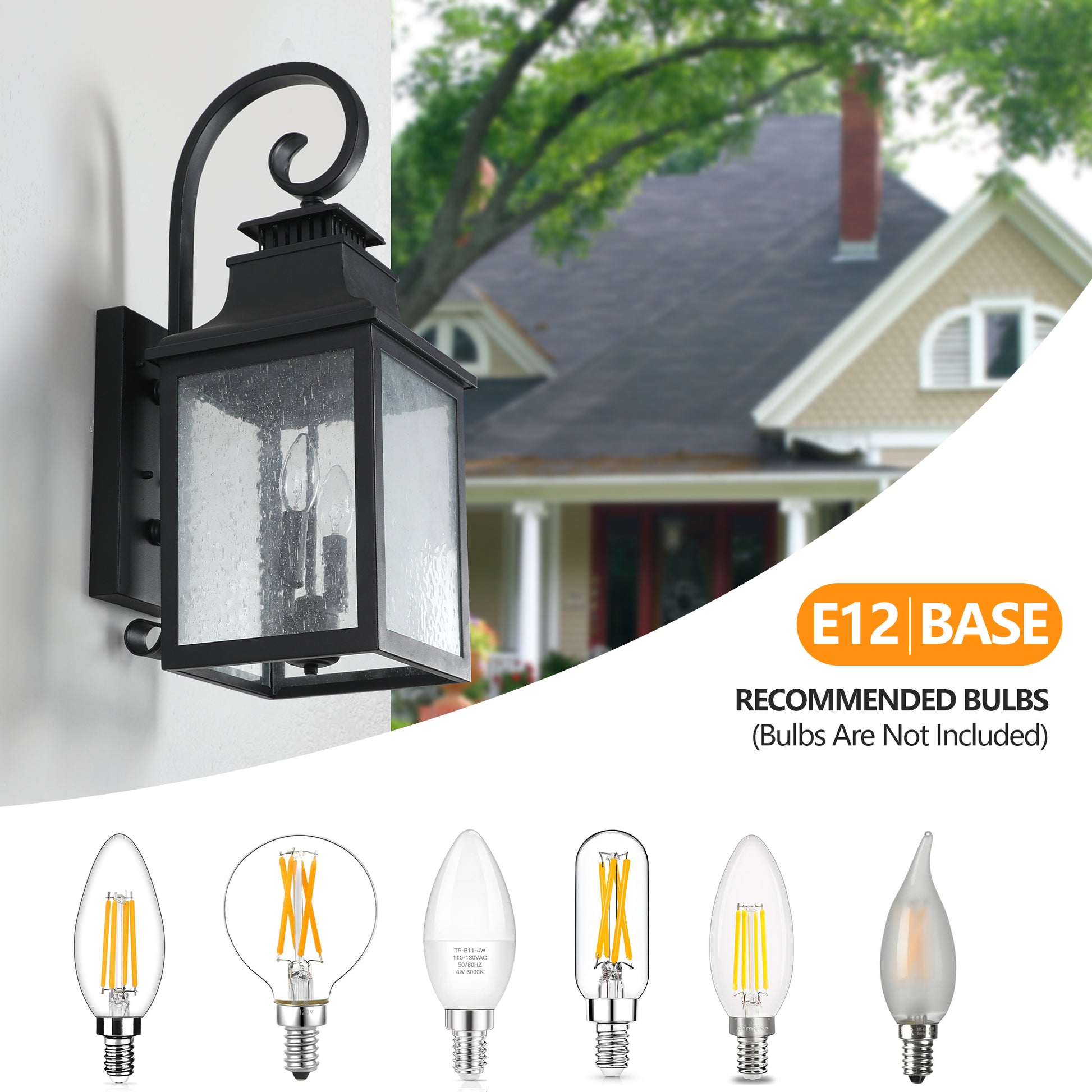 Large Outdoor Wall Lamps With Glass Supports Multiple Types Of Light Bulbs 2Pack Black Traditional Acrylic