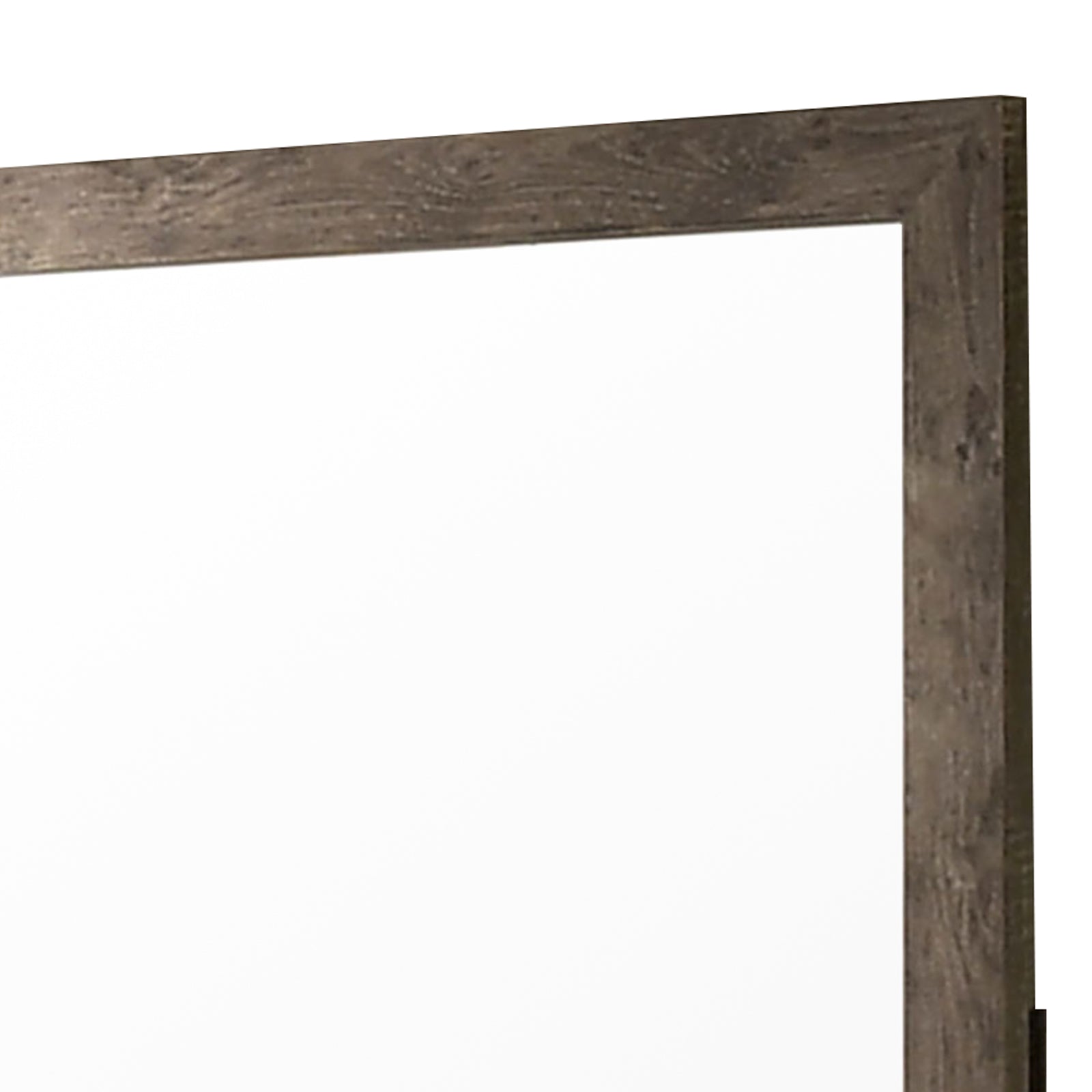 Farmhouse Style Square Wooden Frame Mirror With Grain Details, Brown Brown Wood