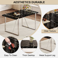 Table And Chair Set.A Rustic Industrial Rectangular Mdf Black Dining Table With Mdf Desktop And Electroplated Silver Metal Legs.Paried With 4 Chairs With Pu Cushion And Metal Legs. Black,Dark Gray,Silver Seats 4 Mdf Metal