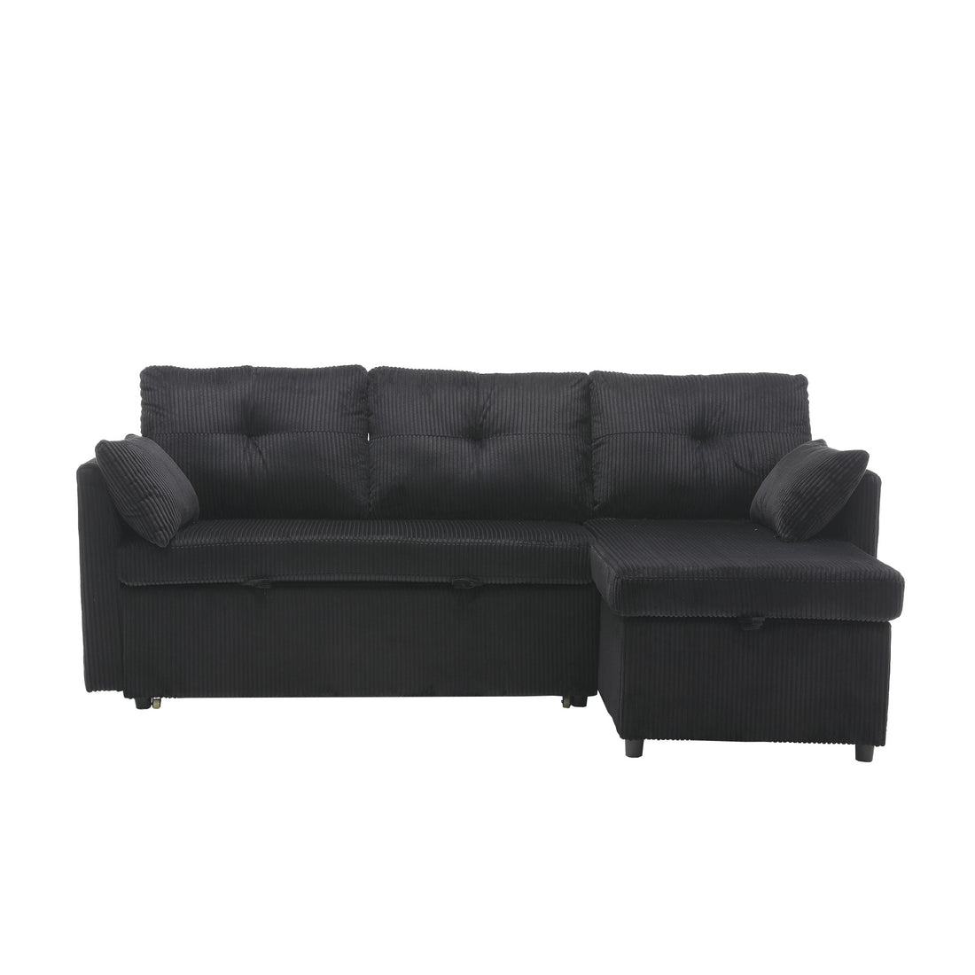 United We Win Furniture, Modular L Shaped Sofa, Modular Long Sofa With Reversible Chaise Lounge, Sofa Bed, Sleeper Sofa, Modular Sofa Combination With Storage Seats. Black Velvet 3 Seat