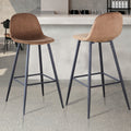 Bar Stools Set Of 2, 30 Inches Velvet Barstool Modern Counter Bar Height Chair With Back, Sturdy Metal Legs & Footrests, Easy Assembly, Island Stool For Kitchen Bar Brown Velvet