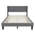 Queen Size Upholstered Platform Bed With Support Legs, Gray Box Spring Not Required Queen Gray Wood Bedroom Bed Frame Polyester Upholstered