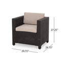 Club Chair Beige Brown Wicker