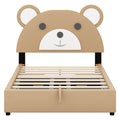 Full Size Upholstery Platform Bed Frame With Cute Bear Shaped Headboard And Two Storage Drawers,Brown Full Brown Solid Wood Mdf