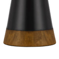 30 Inch 3 Way Table Lamp, Beige Mica Shade, Rubberwood And Black Metal Body Black Brown Wood Metal