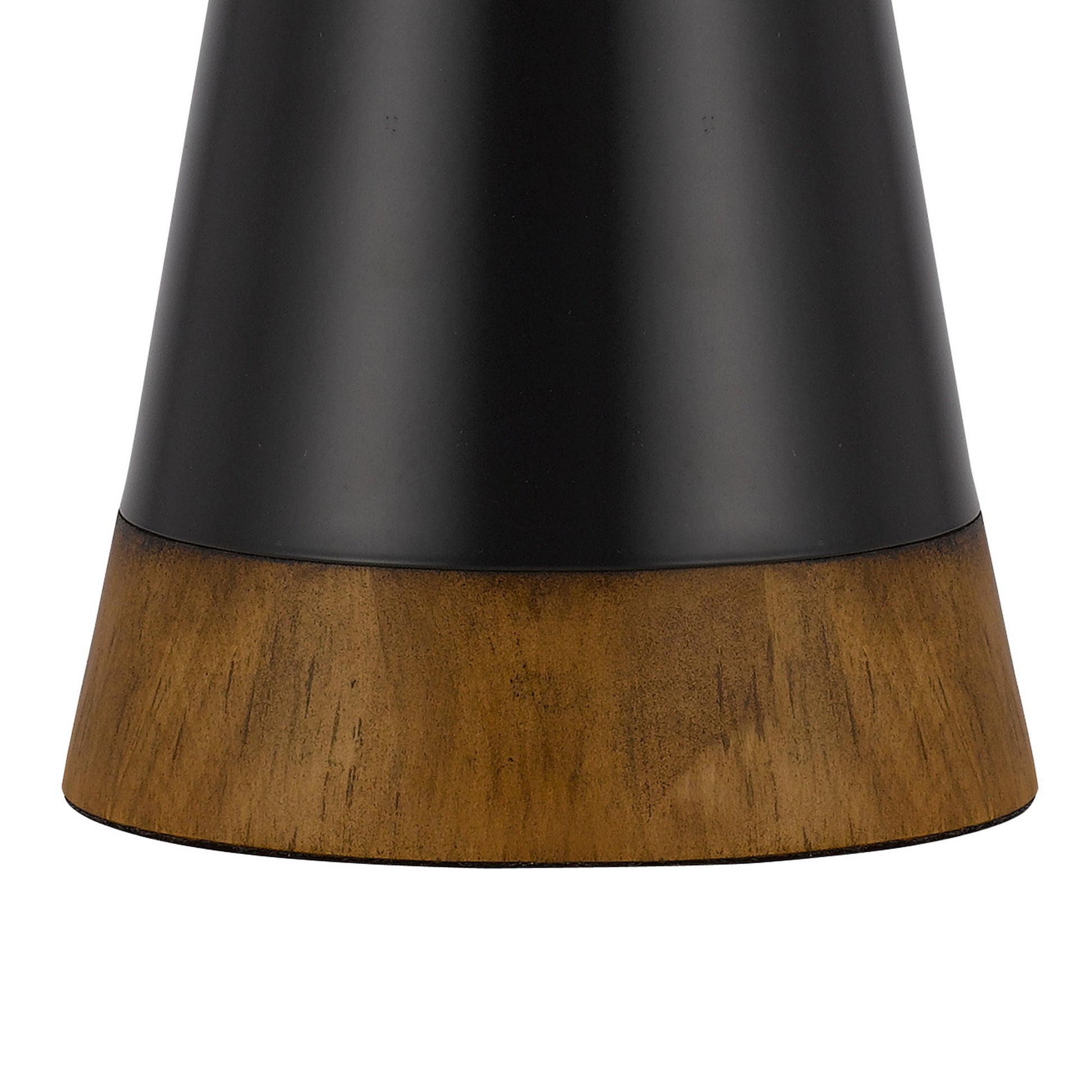 30 Inch 3 Way Table Lamp, Beige Mica Shade, Rubberwood And Black Metal Body Black Brown Wood Metal